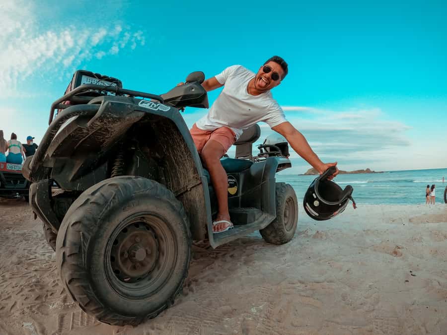 Arraial do Cabo: ATV Quad Bike Tour - First Views Down Rua Rebeche and the Álcalis Quarry Wall